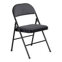 For Living Fabric Folding/Compact Chair, Grey Fabric & Black Frame Front_Angled_Right