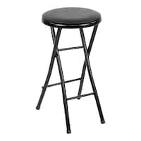 For Living Black Foldable Stool with Vinyl Padding Front_Angled_Right