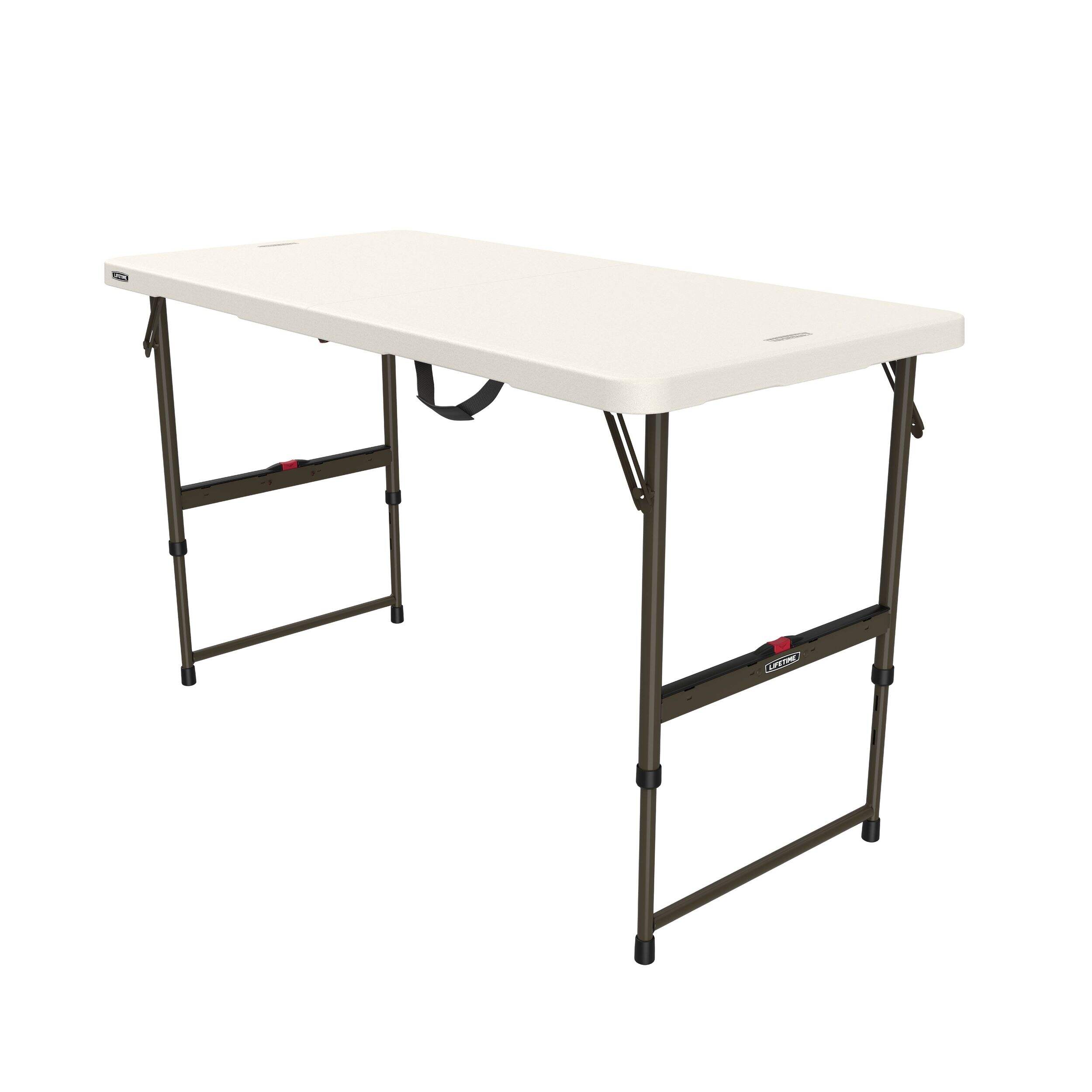 LIFETIME Adjustable Height Folding Table, Indoor/Outdoor, 4-ft Front_Angled_Left