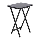For Living Solid Wood Folding TV Tray, Stain-Resistant, Black Front_Angled_Right