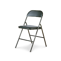For Living Portable Vinyl Upholstered & Padded Metal Folding Chair, Black, 2-pk