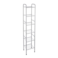 Sauder Nautilus 6-Tier Freestanding Bathroom Storage Shelf Linen Tower, Chrome Front_Angled_Right