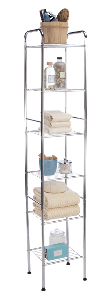 chrome bathroom shelf unit