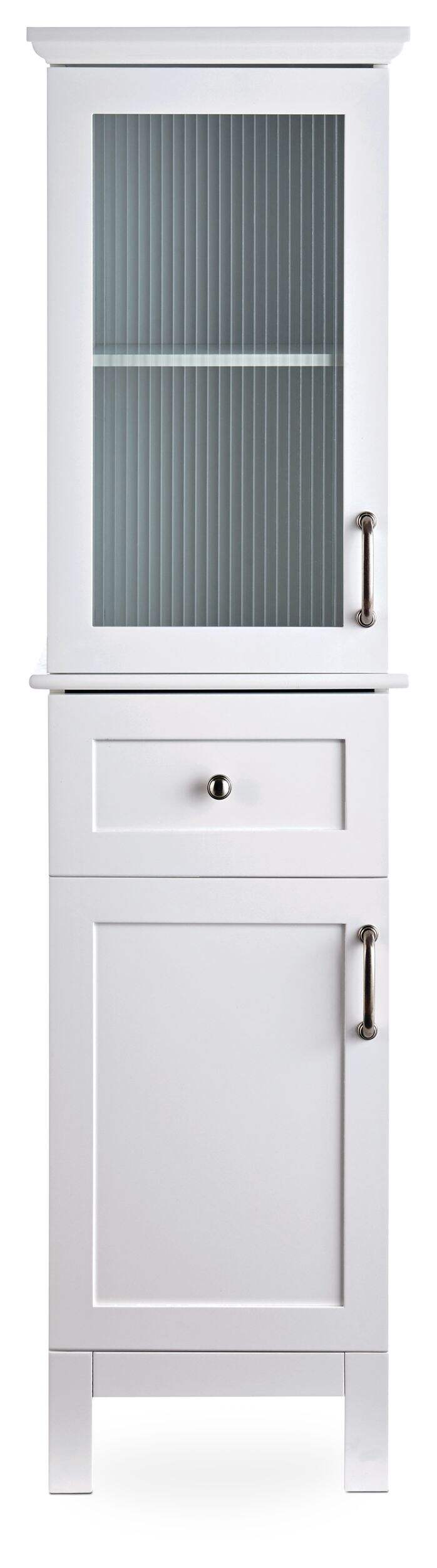 For Living Beacon Hill 2-Door Freestanding Bathroom Storage Cabinet Linen Tower, White Front_Flat