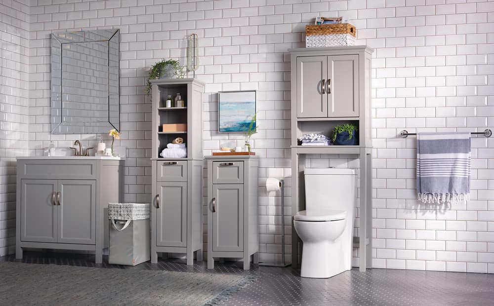 grey freestanding bathroom cabinet