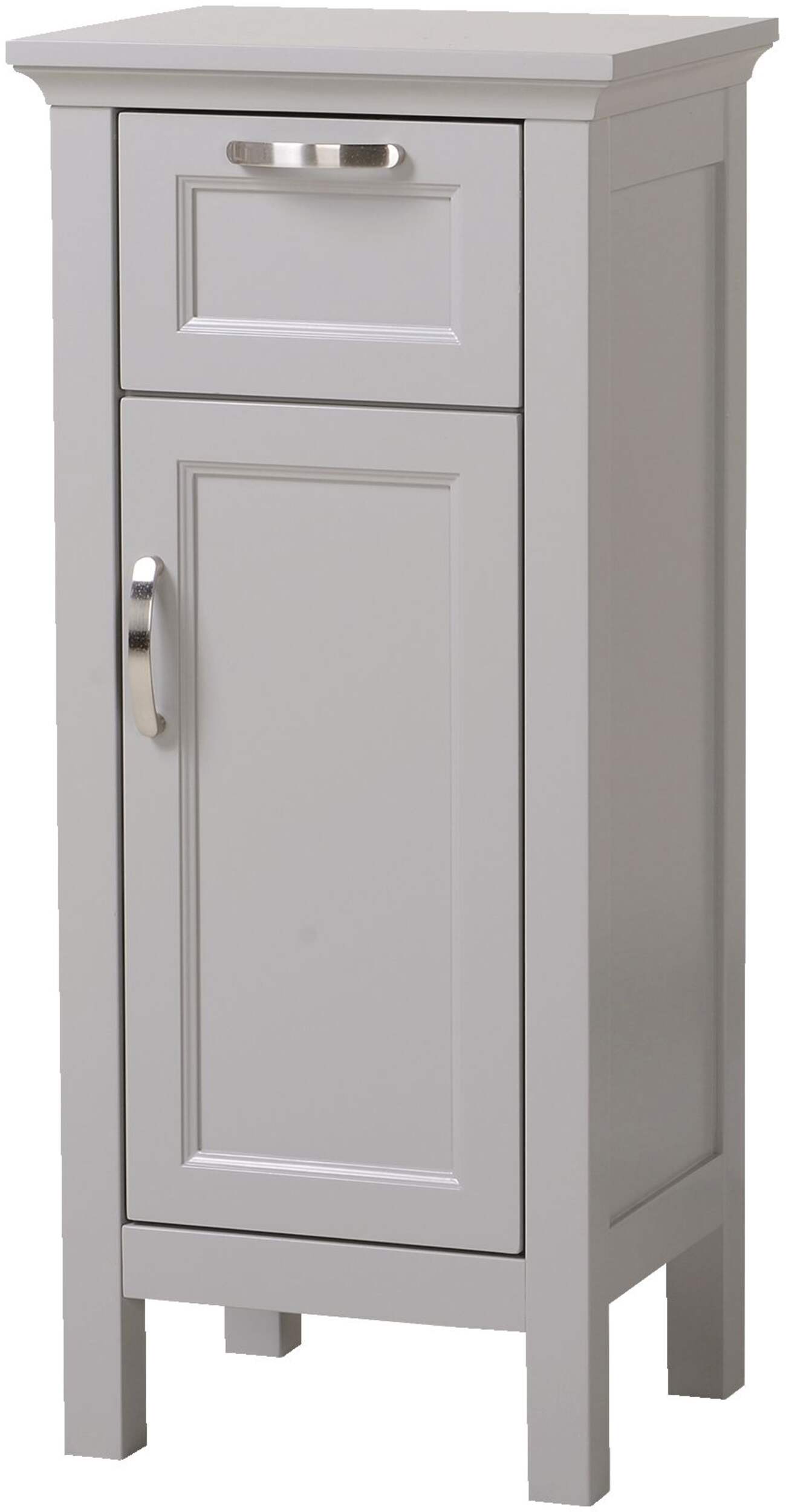 CANVAS Elena 1-Door 1-Drawer Freestanding Bathroom Storage Floor Cabinet, Grey Front_Elevated