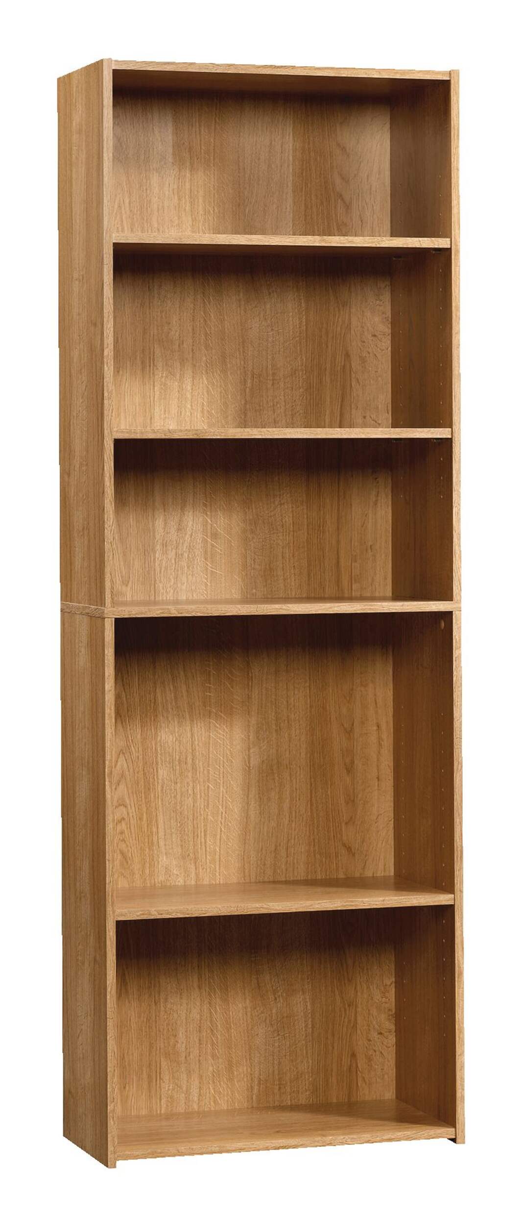 Sauder Beginnings 5-Tier Adjustable Shelf Bookcase/Bookshelf, Highland Oak Finish Front_Three_Fourths_Angled_Right