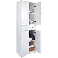 System Build 4-Door Pantry with Drawer, White Front_Angled_Right