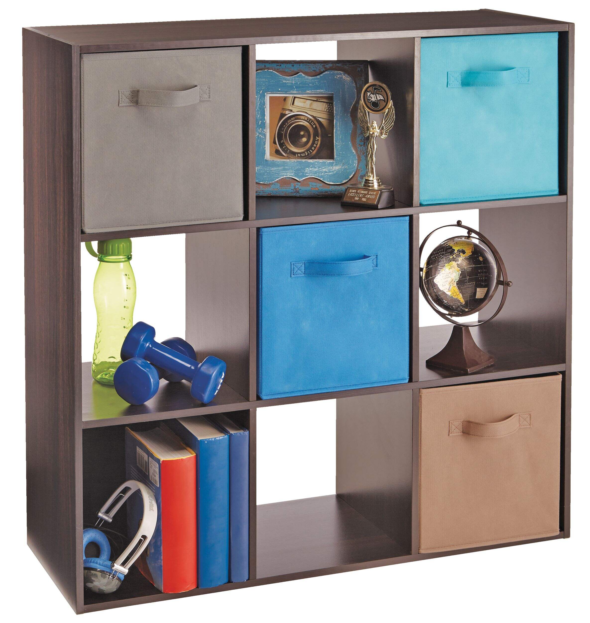 For Living 9Cube Storage Organizer, Bookcase/Bookshelf, Black Oak