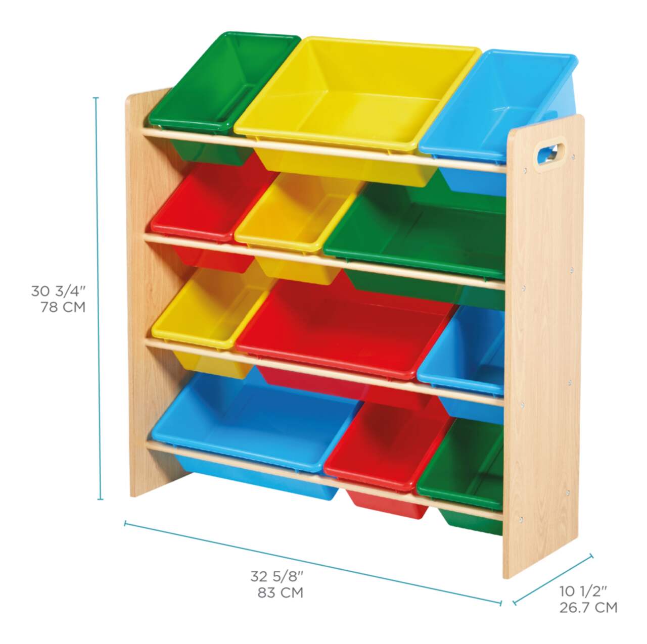 For Living Kids 12-Bin Bedroom/Playroom Toy Storage Organizer, Yellow