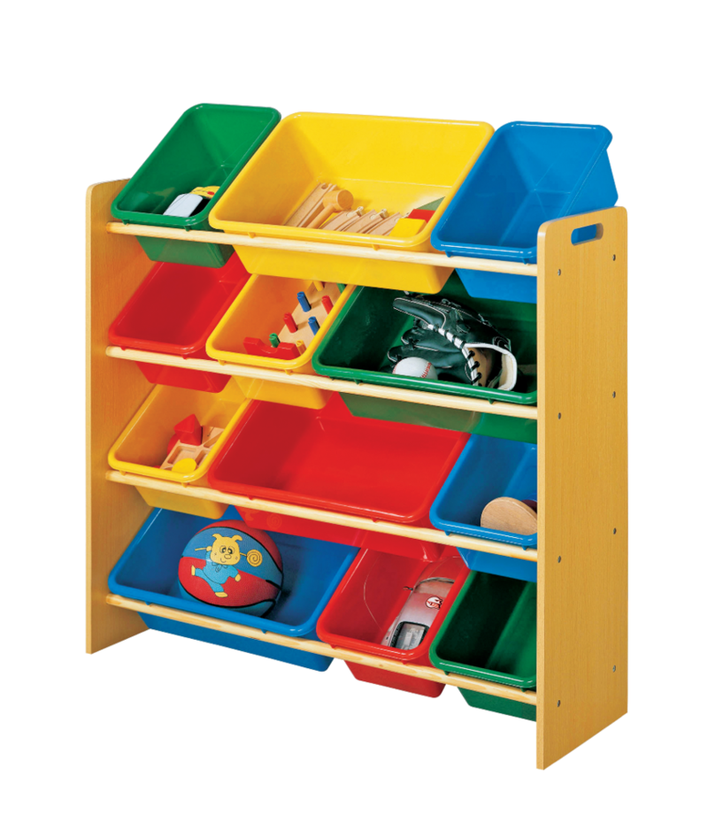 For Living Kids 12Bin Bedroom/Playroom Toy Storage Organizer, Yellow Canadian Tire