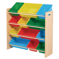 For Living Kids 12-Bin Bedroom/Playroom Toy Storage Organizer, Yellow Front_Angled_Left