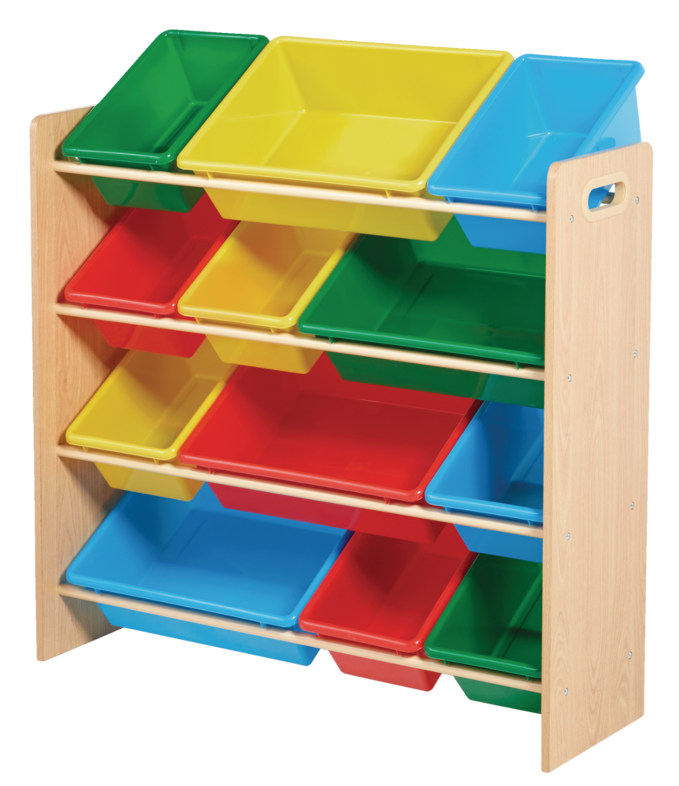 For Living Kids 12-Bin Bedroom/Playroom Toy Storage Organizer, Yellow Front_Angled_Left