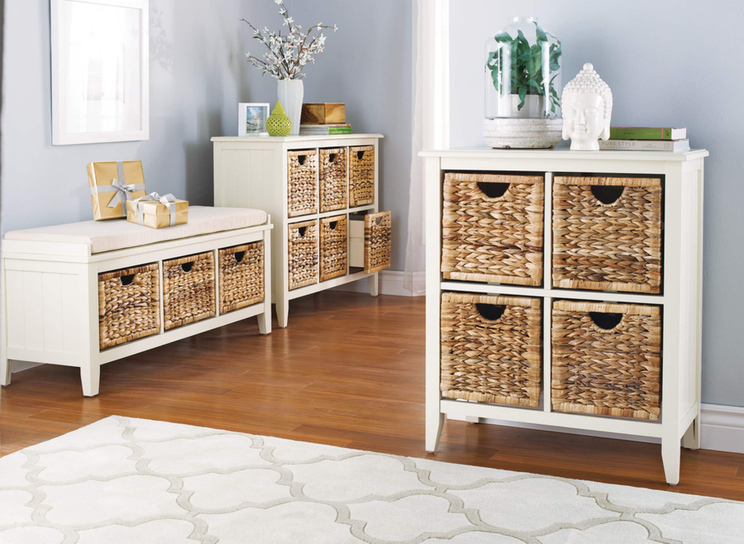 For Living Verona 3Drawer/Basket Entryway Storage Bench With Seat