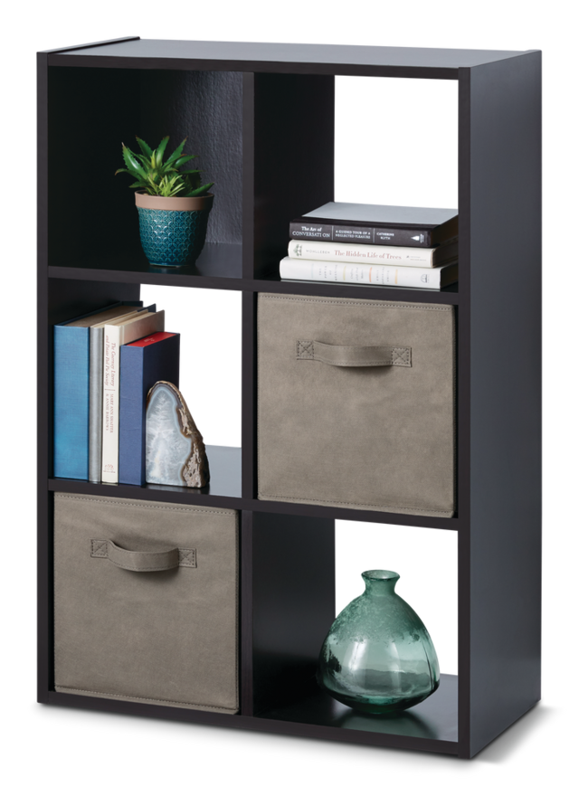 For Living 6Cube Storage Organizer, Bookcase/Bookshelf, Black Oak