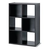 For Living 6-Cube Storage Organizer, Bookcase/Bookshelf, Dark Brown Finish Front_Angled_Left