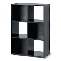 For Living 6-Cube Storage Organizer, Bookcase/Bookshelf, Dark Brown Finish Front_Angled_Left