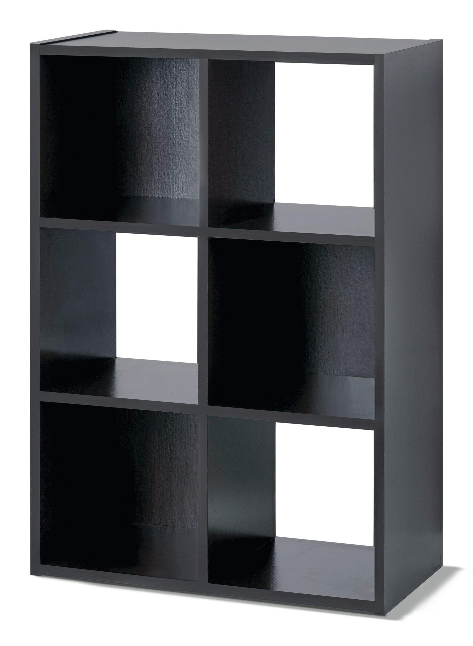 Meuble de rangement à 6 cubes For Living, bibliothèque, fini brun foncé Front_Angled_Left