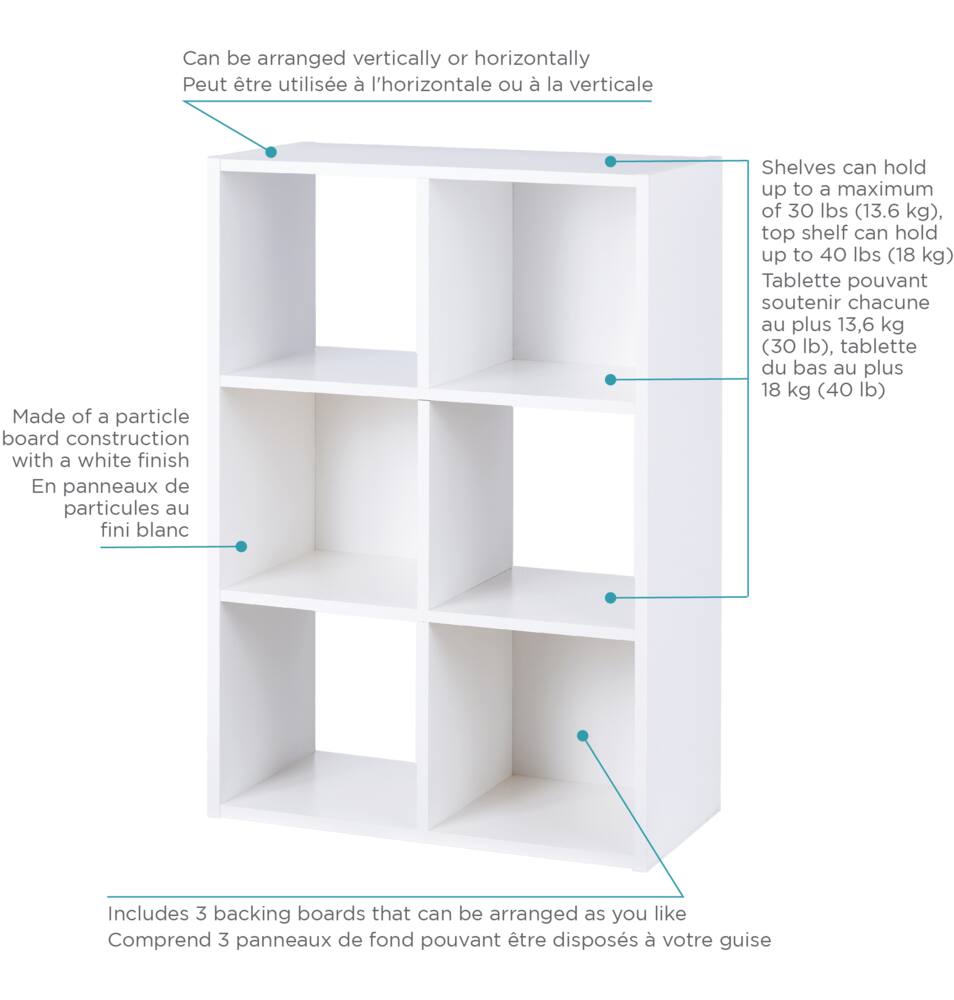 6 Cube Step Storage Bookcase Unit Shelf Drawers Baskets Home Office Organiser 