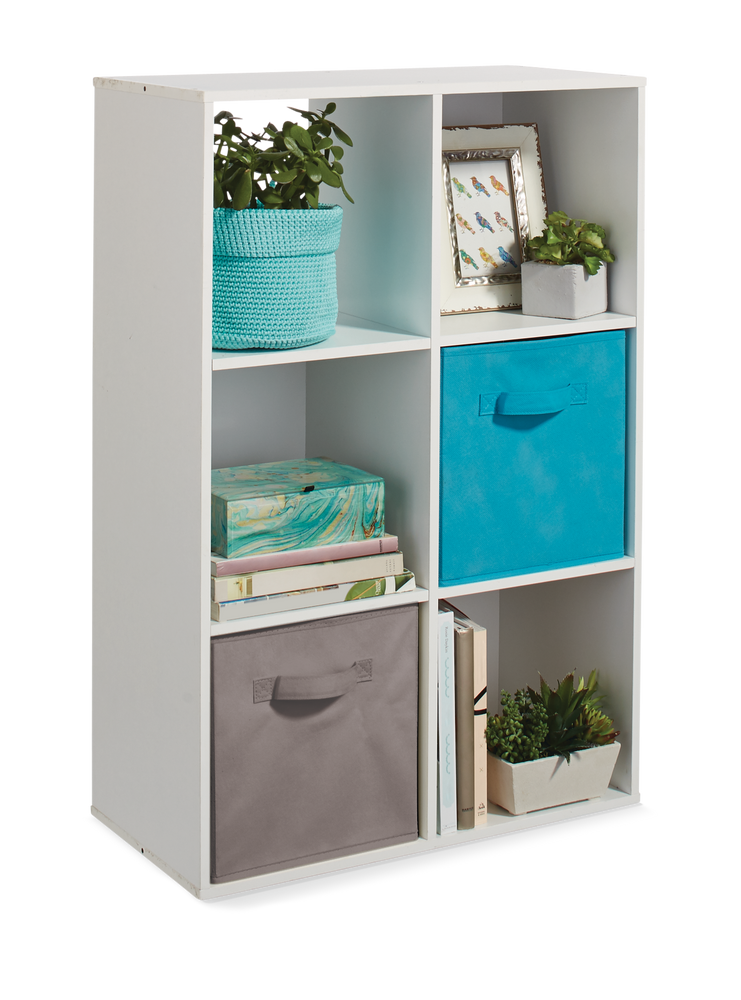 For Living 6 Cube Storage Organizer, Cube Bookcase With Storage Bins