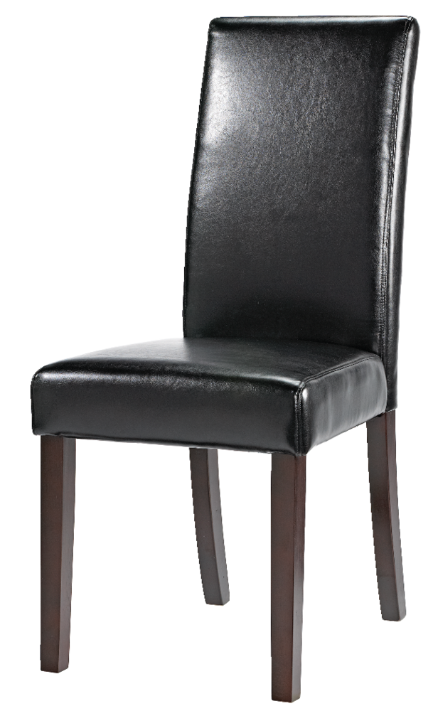 Canvas Bonded Leather Upholstered, Parsons Dining Chairs With Black Legs And