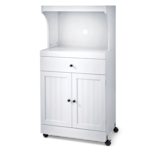 Armoire de rangement pour la cuisine chariot pour micro-ondes à2 portes 1 tiroir avec roulettes For Living, blanc Front_Angled_Left