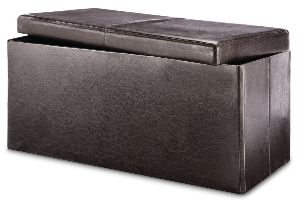 For Living Folding Storage Ottoman/Bench With Padded Seat, Espresso
