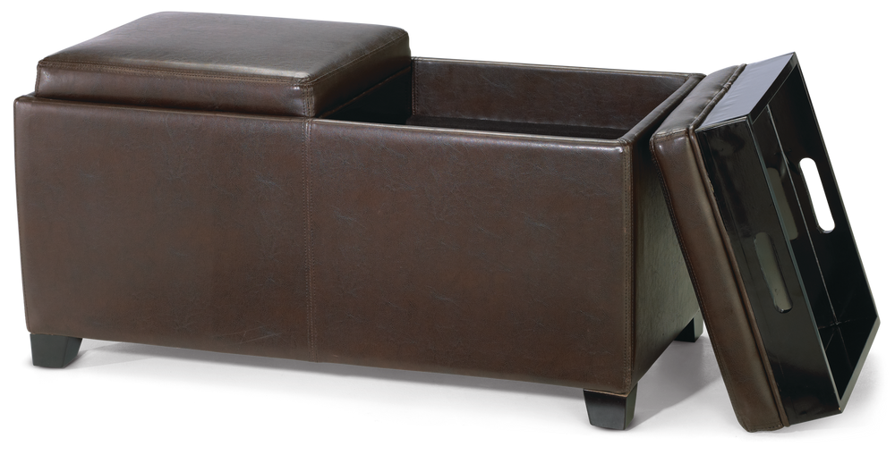 For Living Storage Ottoman Bench With, Brown Leather Bench With Storage