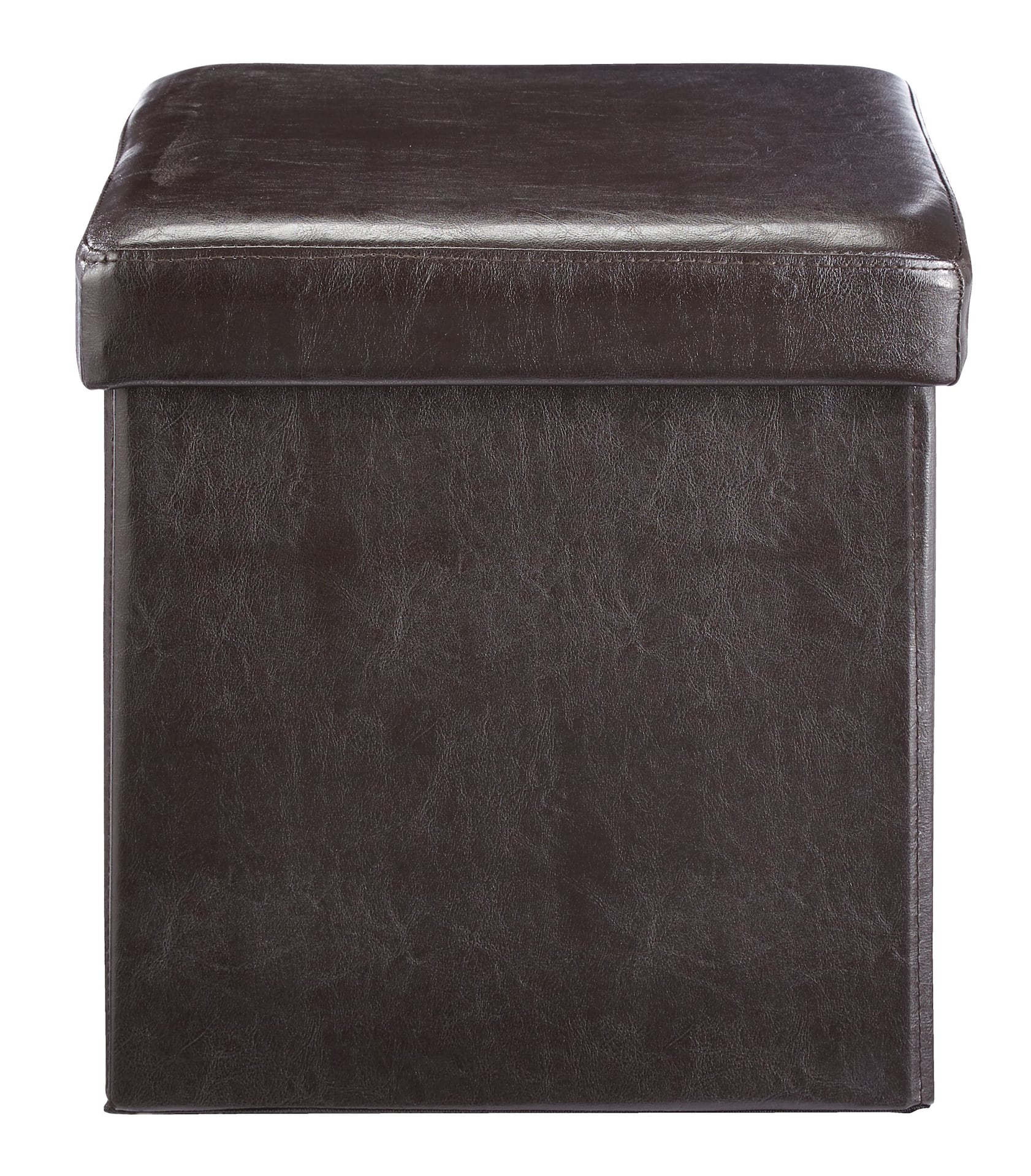 For Living Folding Storage Cube Ottoman Footrest With Padded Seat Espresso Brown Canadian Tire