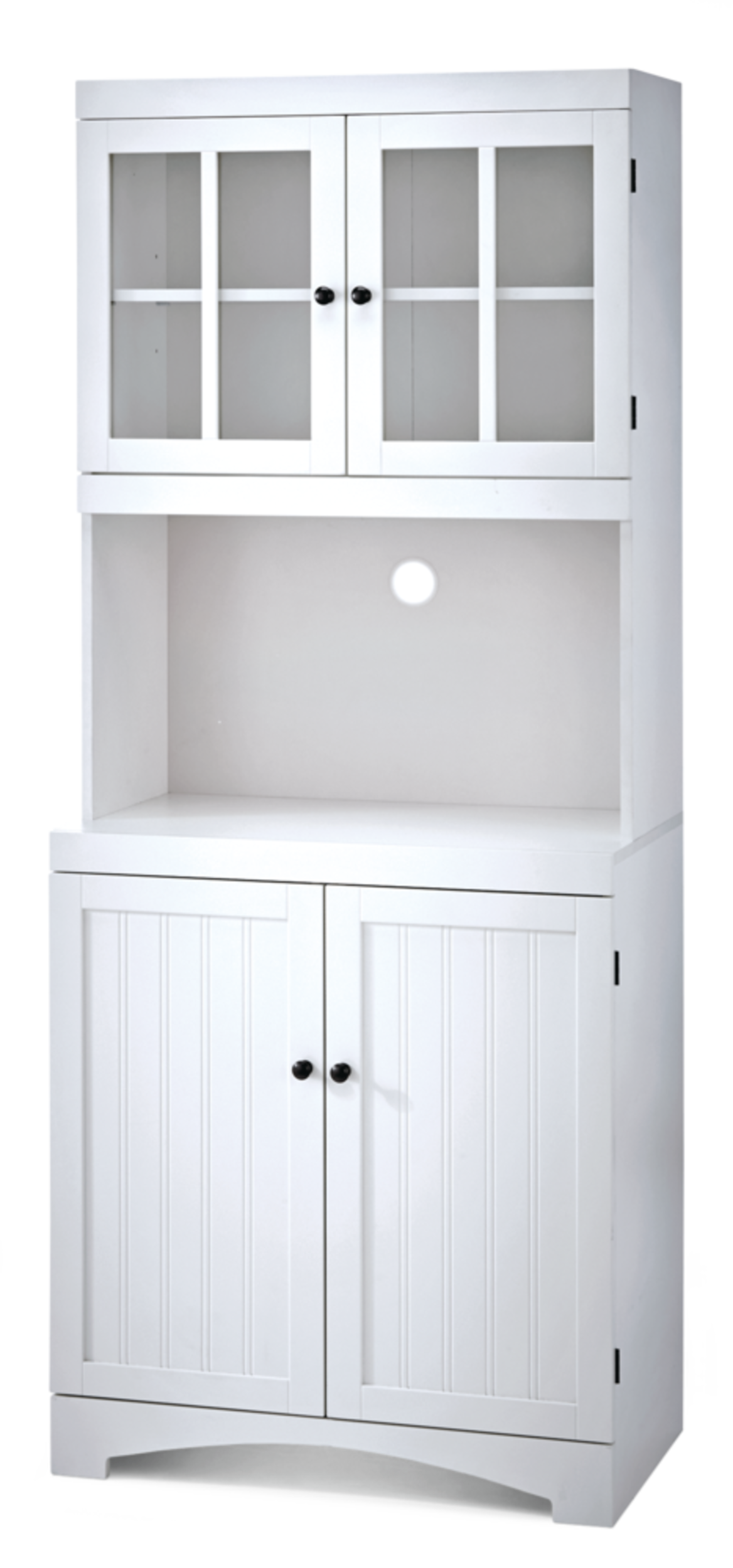 For Living 4-Door Open Shelf Freestanding Kitchen Pantry Storage Cabinet, Cream Front_Angled_Left