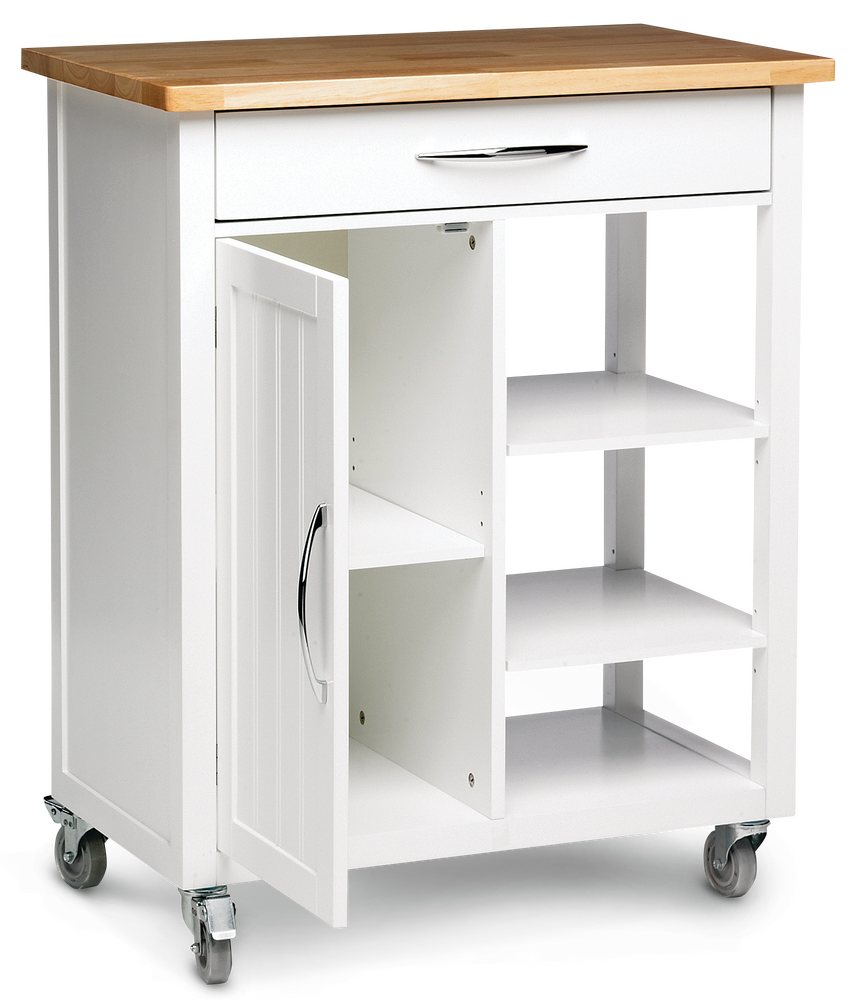 Chariot/îlot de rangement utilitaire de cuisine à dessus en bois avec
