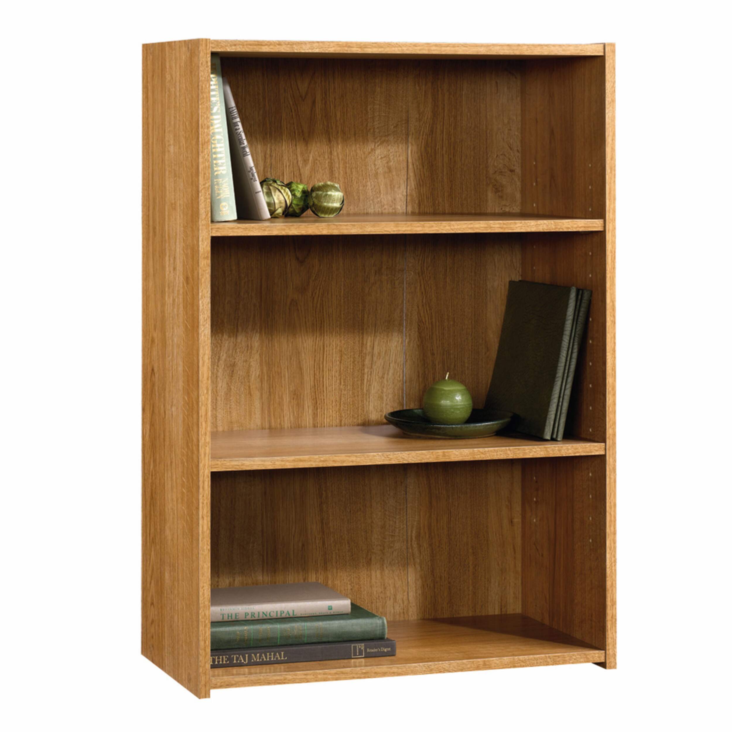 Bibliothèque Sauder Beginnings à 3 tablettes en chêne Front_Three_Fourths_Angled_Right
