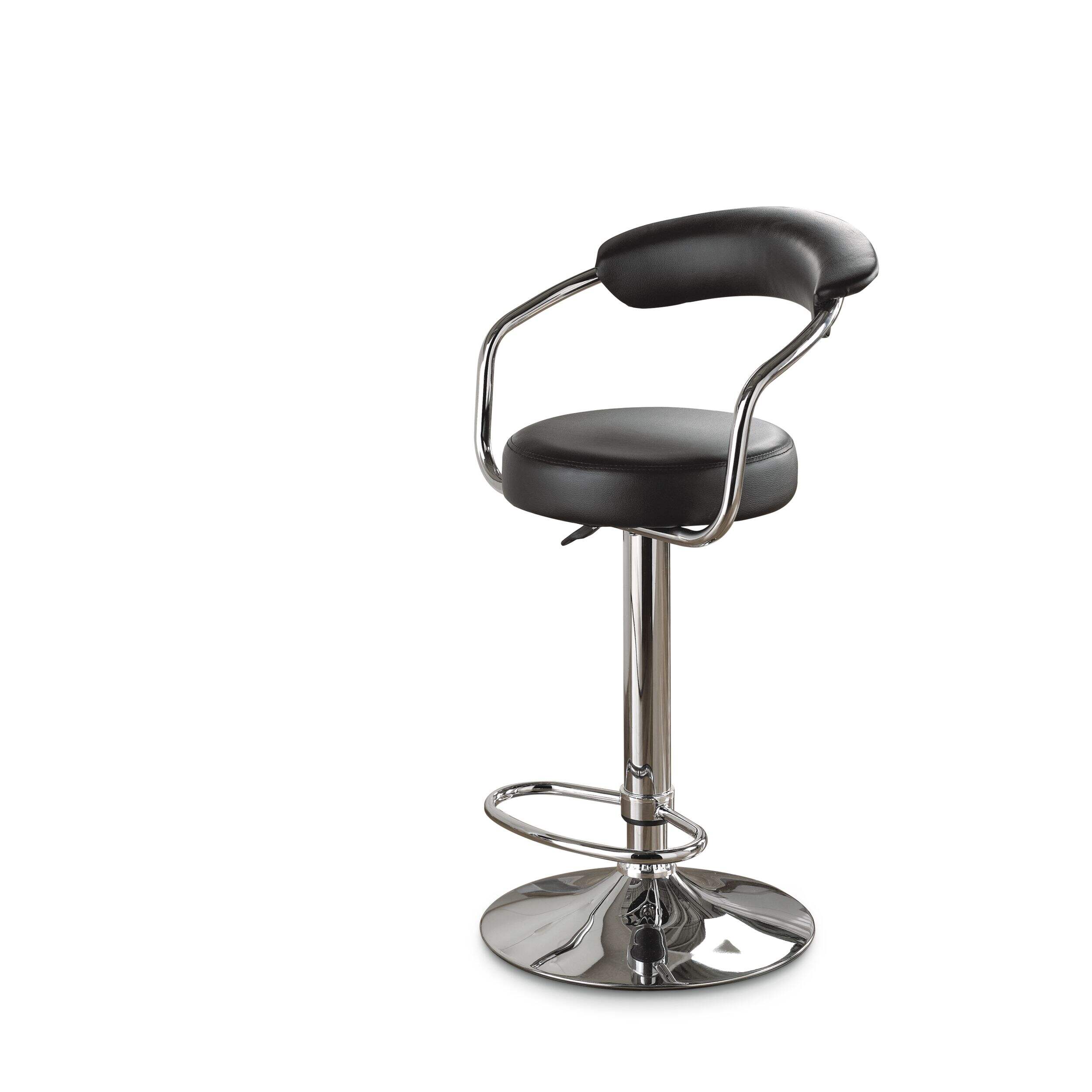 For Living Leather & Chrome Counter/Bar Stool Adjustable Height & Backrest, Black Front_Angled_Left