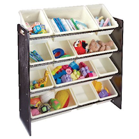 For Living 12-Bin Toy & Storage Organizer For Bedroom/Playroom/Mudroom, Espresso Front_Angled_Right