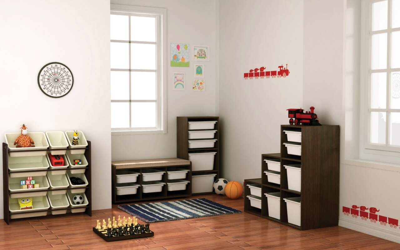 For Living 12-Bin Toy & Storage Organizer For Bedroom/Playroom/Mudroom,  Espresso