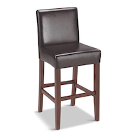 Tabouret de bar en bois et similicuir pu avec dossier CANVAS Parsons, brun foncé