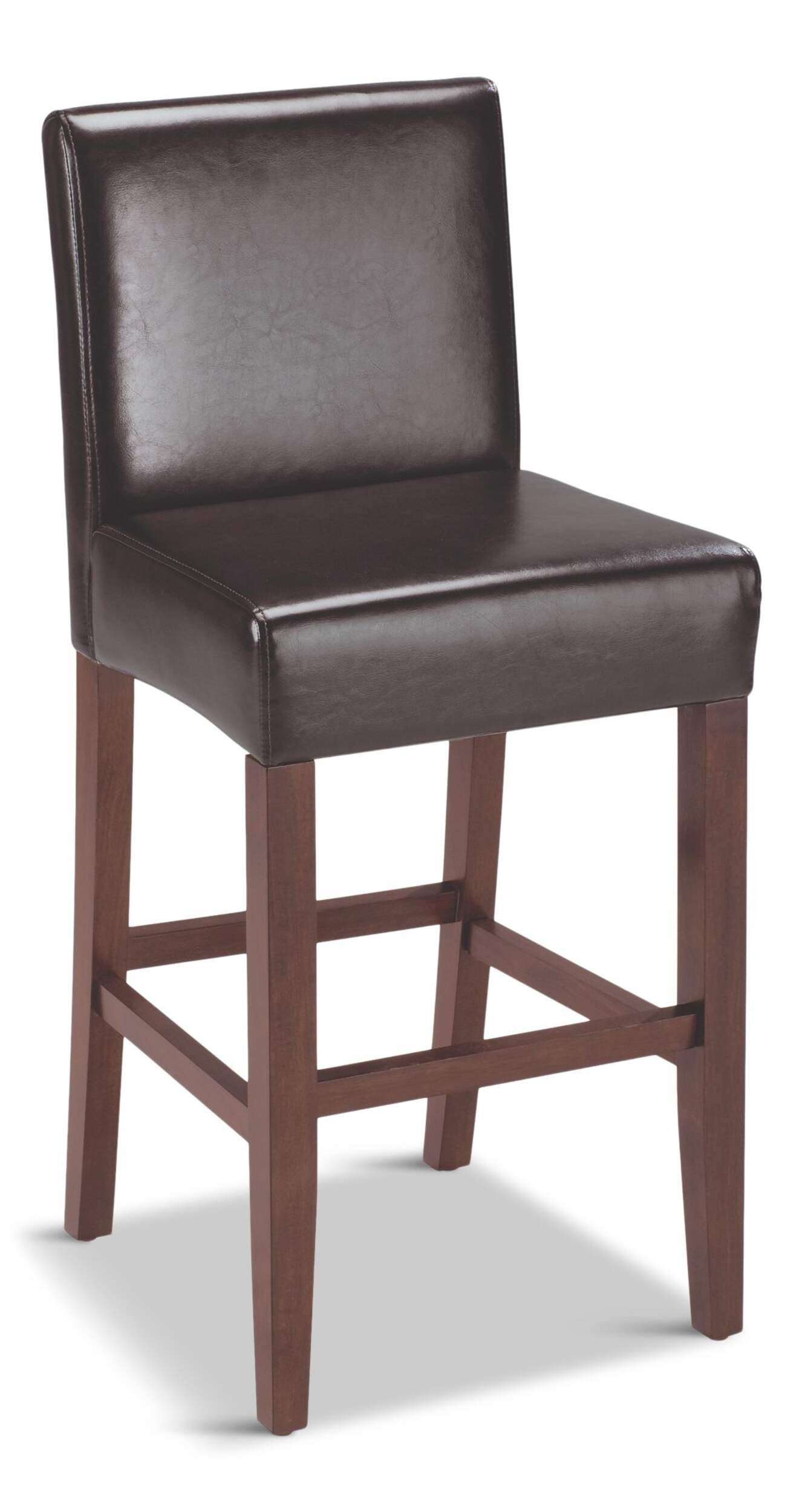 Tabouret de bar en bois et similicuir pu avec dossier CANVAS Parsons, brun foncé Front_Angled_Right