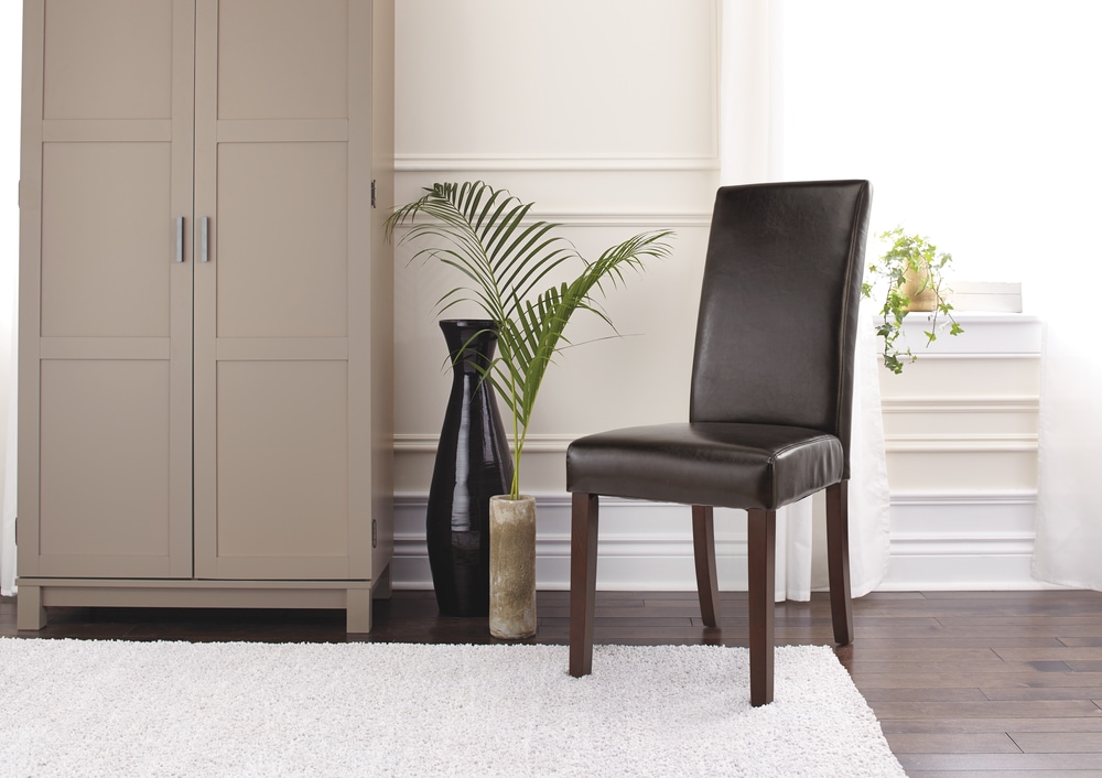 CANVAS Bonded Leather Upholstered Dining Chair With Solid Wood Legs, Dark Brown Canadian Tire