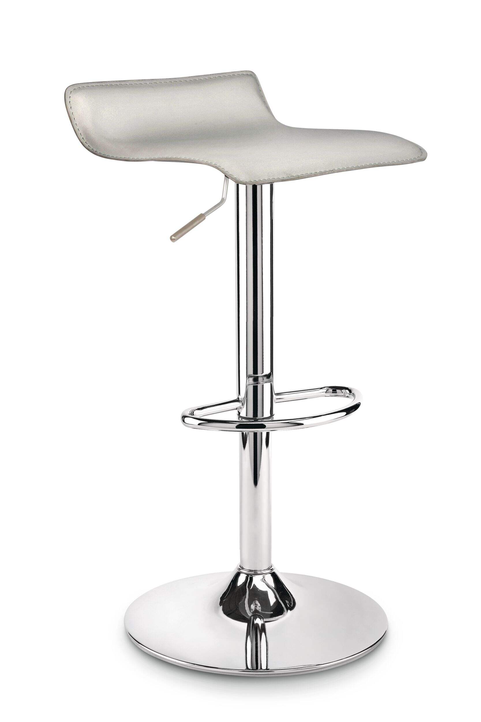 For Living Chrome & PU Leather Counter/Bar Stool Adjustable Height, White Front_Angled_Right