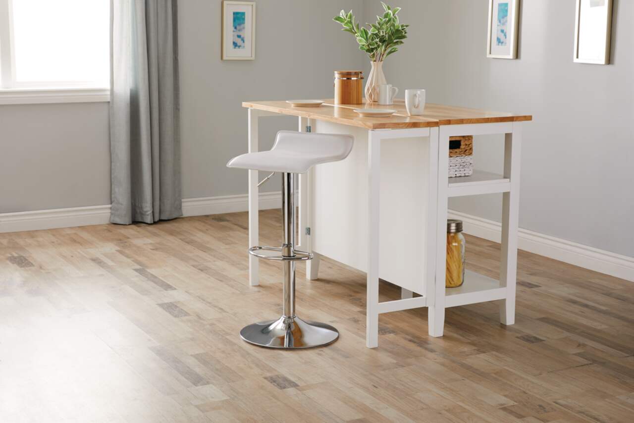 For Living Chrome PU Leather Counter Bar Stool Adjustable Height White