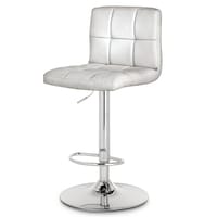 For Living Chrome & PU Tufted Leather Counter/Bar Stool Adjustable Height, White