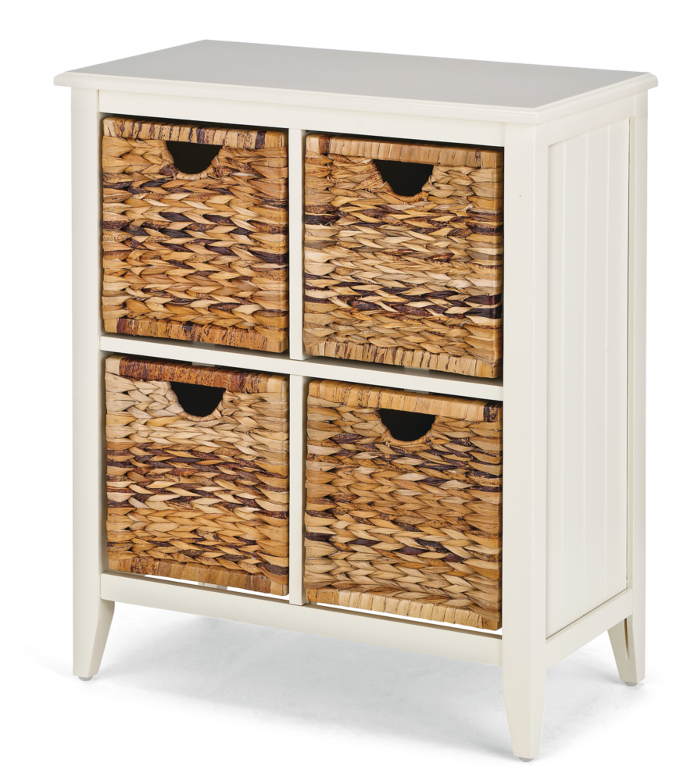 For Living Verona Basket Front 4-Drawer Wood Storage Chest/Dresser, White Front_Angled_Left