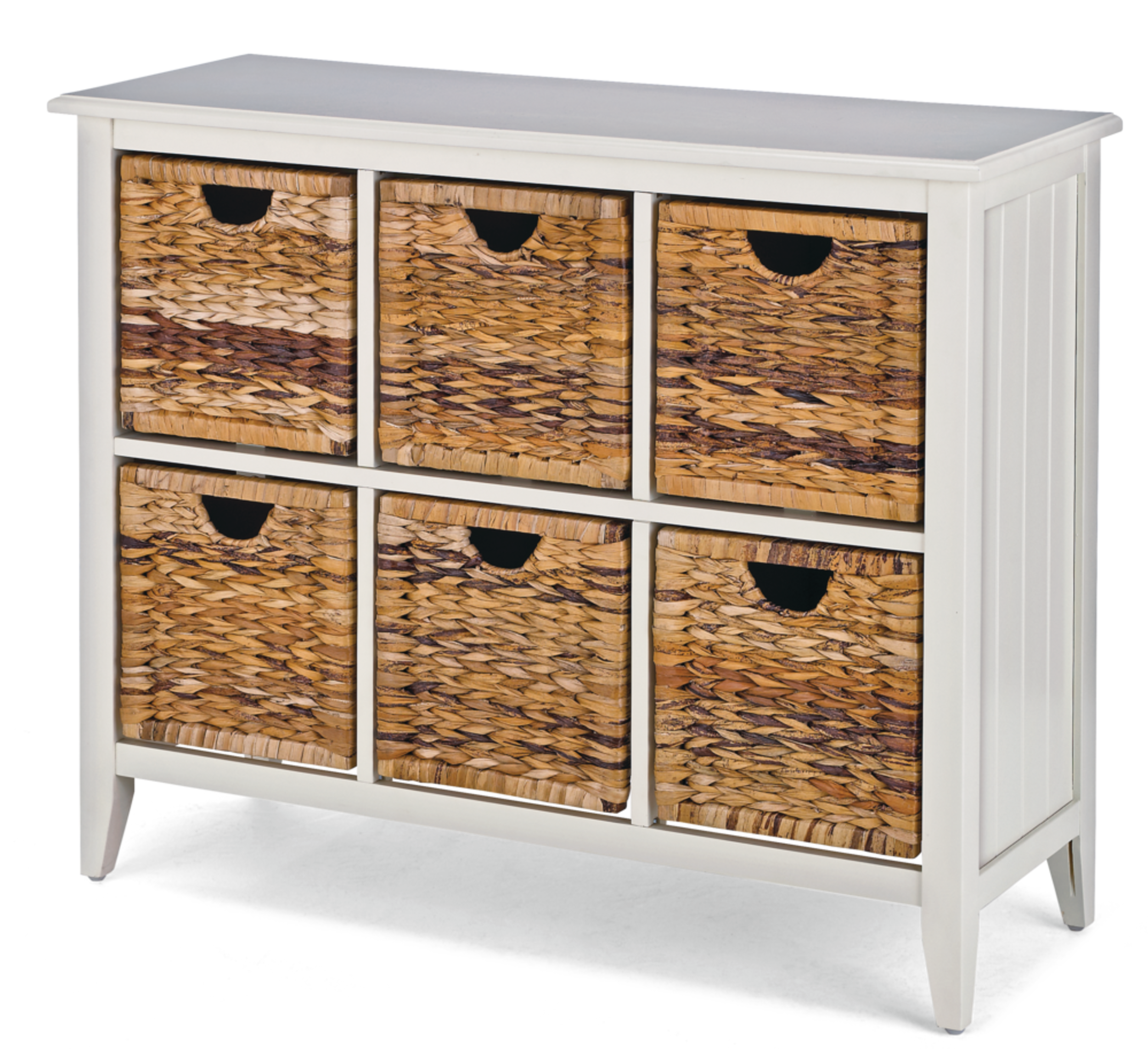Commode à 6 tiroirs en bois panier avant For Living Verona, blanc Front_Three_Fourths_Angled_Left