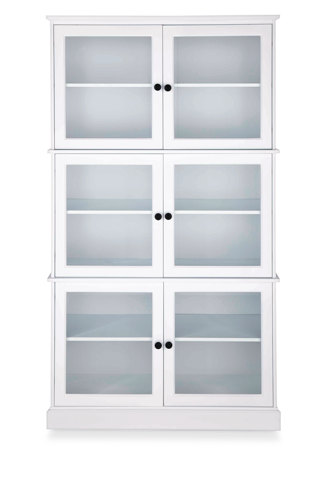 Canvas Evelyn 6 Door Glass Front, Kitchen Pantry Cabinet With 6 Adjustable Shelves