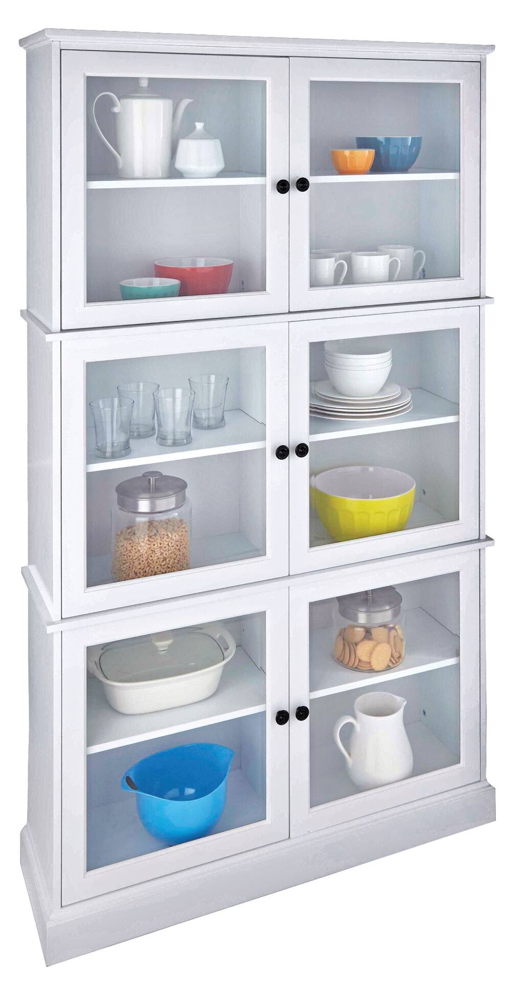 CANVAS Evelyn 6 Door Glass Front Freestanding Kitchen Pantry Storage Cabinet White Canadian Tire