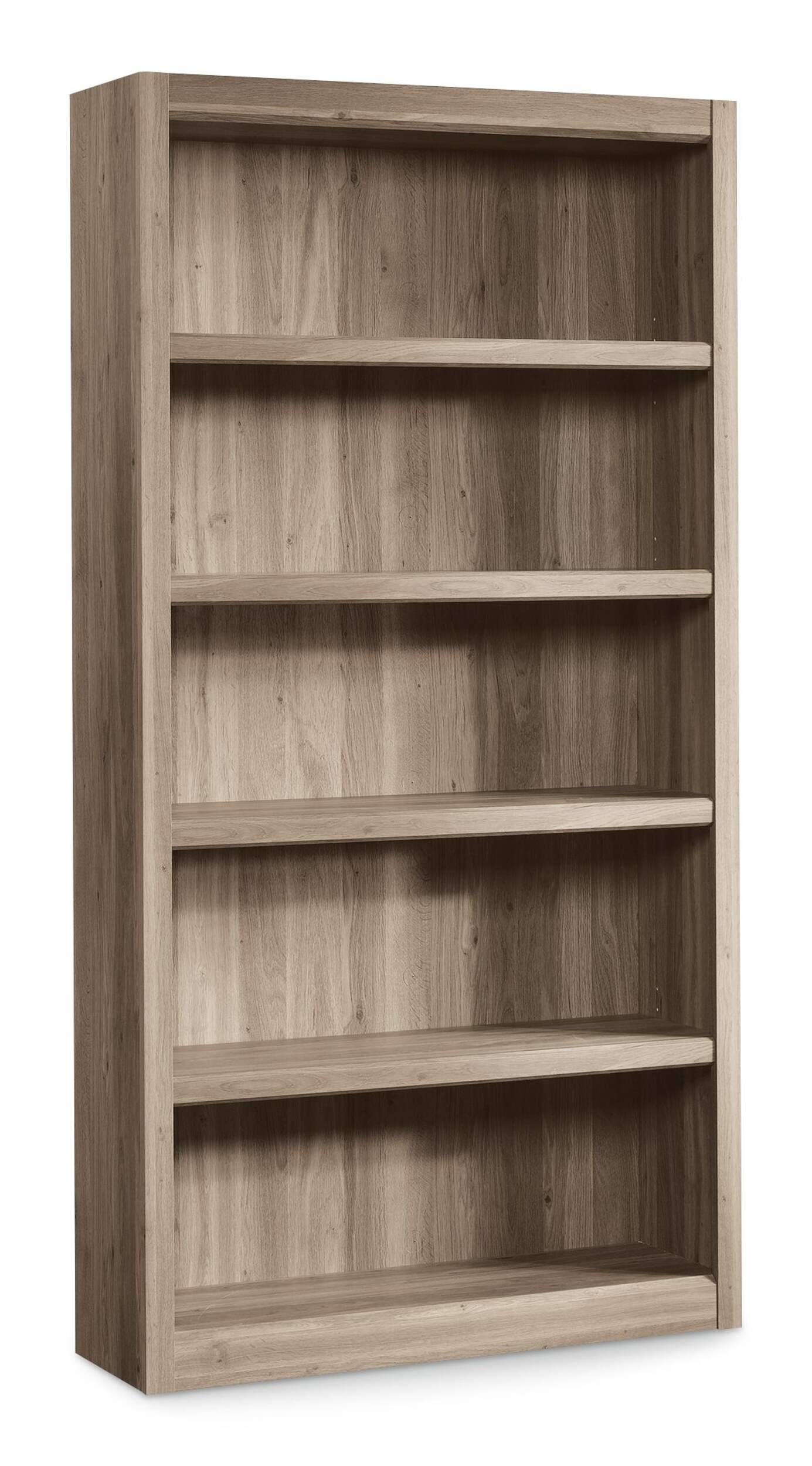 Sauder County Line 5-Tier Adjustable Shelf Bookcase/Bookshelf, Salt Oak Finish Front_Angled_Left