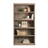 Sauder County Line 5-Tier Adjustable Shelf Bookcase/Bookshelf, Salt Oak Finish Front_Flat