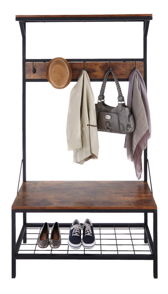 CANVAS Harrison 5Hook Entryway Coat Rack/Hall Tree With Bench & Shoe