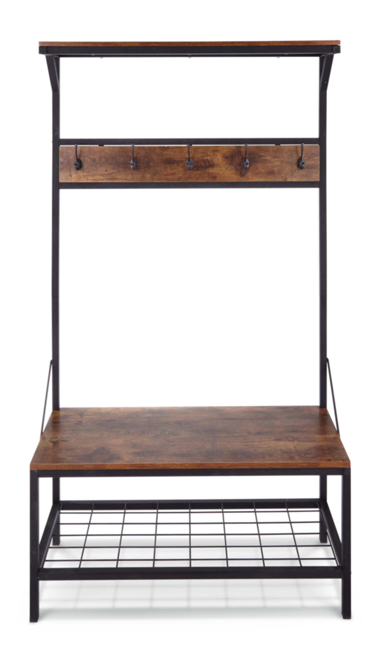 CANVAS Harrison 5-Hook Entryway Coat Rack/Hall Tree With Bench & Shoe Storage Rack Front_Flat