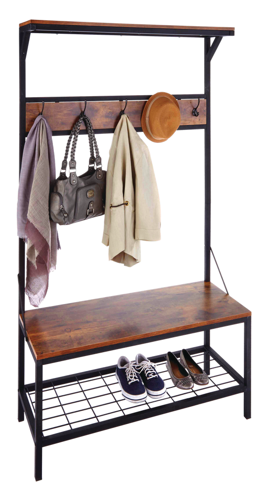 CANVAS Harrison 5Hook Entryway Coat Rack/Hall Tree With Bench & Shoe